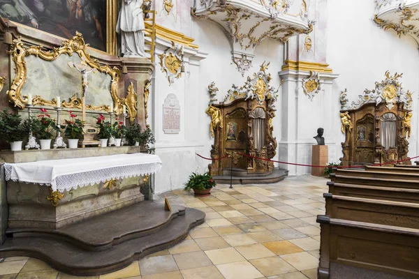 İç Ettal Abbey (Kloster Ettal), bir Benedictine Manastırı Ettal Köyü, Bavyera, Almanya