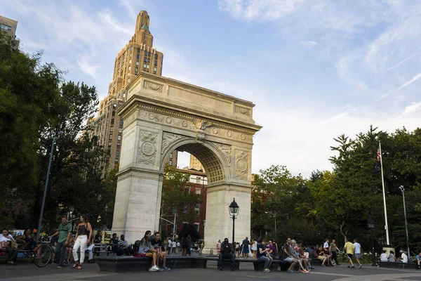 New York City Washington Square Arch Arco Trionfale Marmo Costruito — Foto Stock