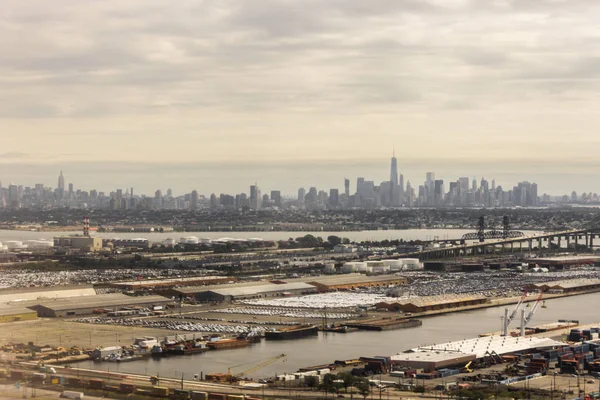 Ciudad Nueva York Vistas Aéreas Del Horizonte Manhattan Desde Vuelo — Foto de Stock