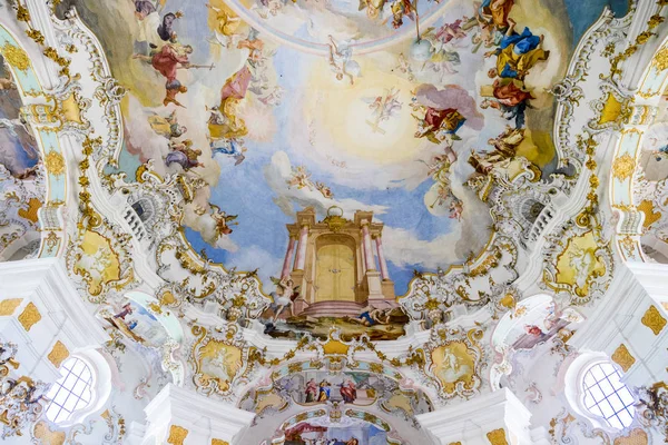 Pilgrimage Church Wies Wieskirche Una Iglesia Rococó Ovalada Situada Las — Foto de Stock