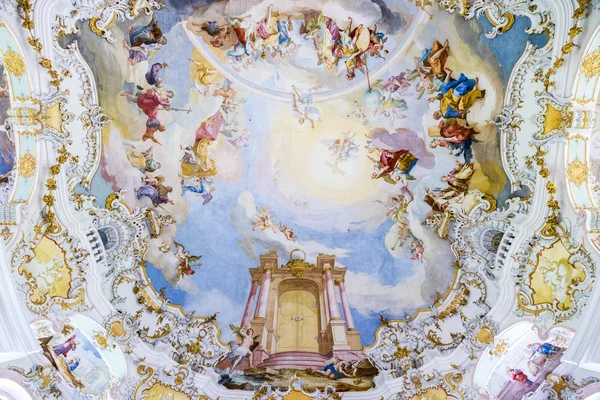 All Interno Della Chiesa Del Pellegrinaggio Wies Wieskirche Una Chiesa — Foto Stock