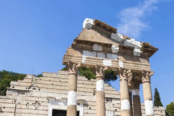 Ruinerna Capitolium Eller Templet Capitoline Triad Brescia Italien Huvudtemplet Centrum — Stockfoto