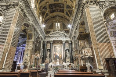 Chiesa del Gesu e dei Santi Ambrogio e Andrea, barok Kilisesi merkezi Cenova, İtalya