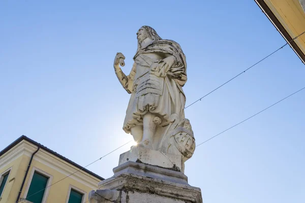 One Statues Piazza Grande Big Square Palmanova Italy World Heritage — Stock Photo, Image