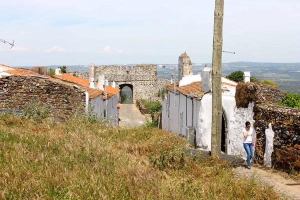 Sokaklar Evora Monte Portekiz Alentejo Bölgesi Duvarlı Bir Şehirde Evlerin — Stok fotoğraf