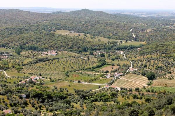 Vistas Los Campos Del Alentejo Desde Las Murallas Ciudad Portuguesa — Foto de Stock