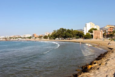 Benicassim, Costa del Azahar kıyılarında, Castello Eyaleti, İspanya bir plaj tesisi Torreon Beach'de