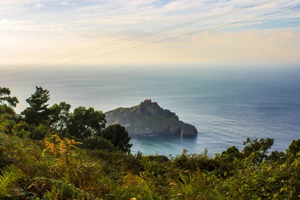 Solnedgång Vid San Juan Gaztelugatxe Berömda Halvö Kusten Bermeo Baskien — Stockfoto