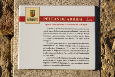 Peleas de Arriba, İspanya. Hatıra plak varsayım (Iglesia de la Asuncion Our Lady kilise içinde)