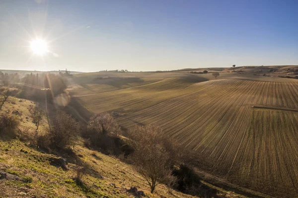 Manzara Peleas de Arriba, Zamora Eyaleti, Kastilya ve Leon, İspanya alanlarında kışın sıcak ve Kuru