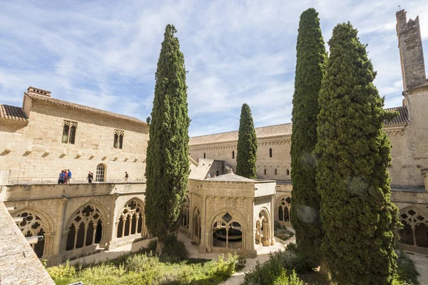 Claustro Abadia Real Santa Maria Poblet Mosteiro Cisterciense Catalunha Espanha — Fotografia de Stock