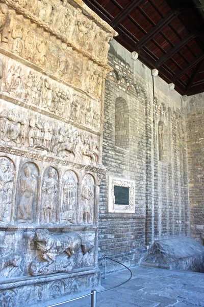 Portique Roman Sculpté Monastère Sainte Marie Ripoll Catalogne Espagne Dans — Photo