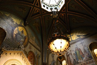 Fresklerle bir şapel içinde manastır Saint Mary Rıpoll, Catalonia, İspanya