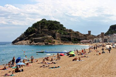 Gösterim Vila Vella, bir kale Tossa de Mar, Catalonia, İspanya