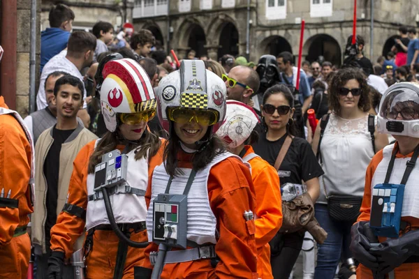 Pessoas Disfarçadas Trajes Star Wars Para Iii Desfile Stormtroopers Imperiais — Fotografia de Stock