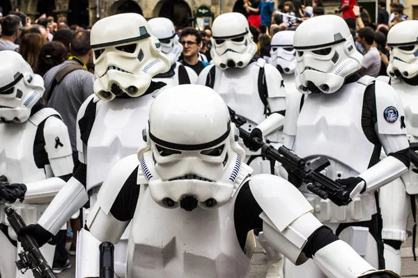 Pessoas Disfarçadas Trajes Star Wars Para Iii Desfile Stormtroopers Imperiais — Fotografia de Stock