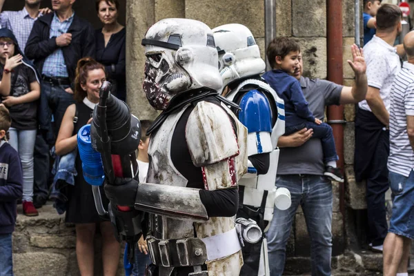 Pessoas Disfarçadas Trajes Star Wars Para Iii Desfile Stormtroopers Imperiais — Fotografia de Stock