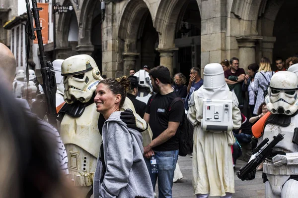 Pessoas Disfarçadas Trajes Star Wars Para Iii Desfile Stormtroopers Imperiais — Fotografia de Stock