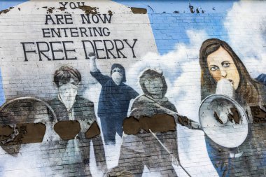 The 'You are Now Entering Free Derry' Corner Graffiti in Londonderry, Northern Ireland clipart