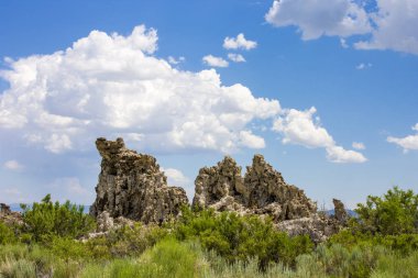 Mono Gölü, Mono County, Kaliforniya 'da büyük, sığ bir tuzlu soda gölü, tufa kaya oluşumları var.