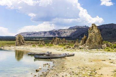 Mono Gölü, Mono County, Kaliforniya 'da büyük, sığ bir tuzlu soda gölü, tufa kaya oluşumları var.