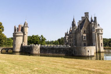 Missillac, Fransa. Chateau de La Bretesche 14.yüzyılda Loire-Atlantique bölümünde Bina Ortaçağ