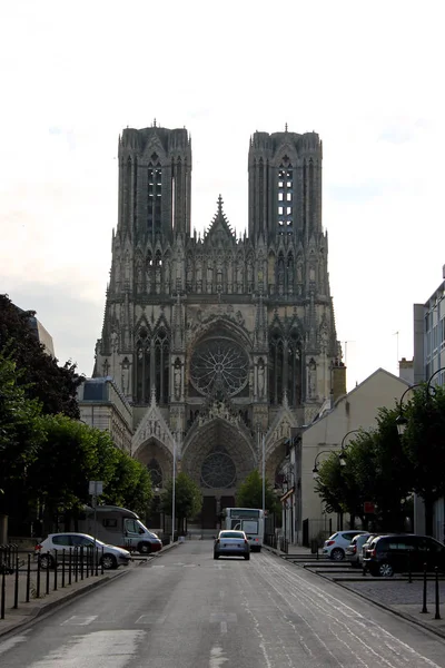 Reims Francia Catedral Nuestra Señora Cathedrale Notre Dame Importante Edificio —  Fotos de Stock