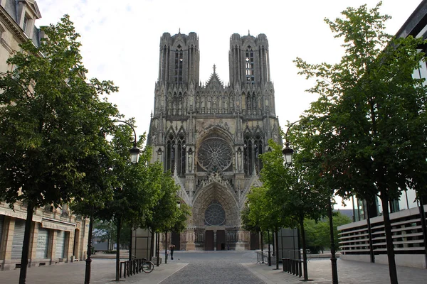 Reims Francia Catedral Nuestra Señora Cathedrale Notre Dame Importante Edificio —  Fotos de Stock