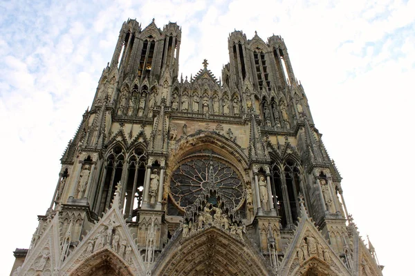 Reims Francia Catedral Nuestra Señora Cathedrale Notre Dame Importante Edificio — Foto de Stock