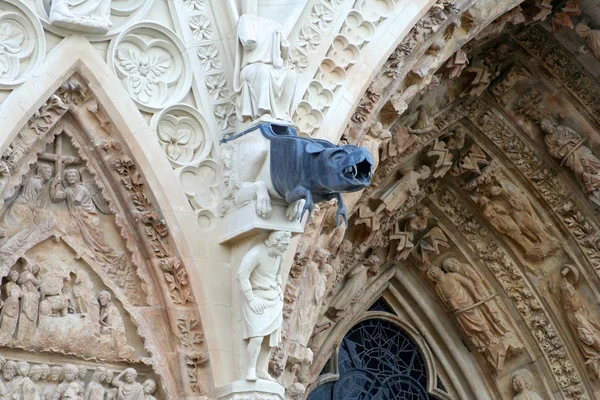 Reims France Détails Cathédrale Notre Dame Grand Édifice Gothique Ville — Photo