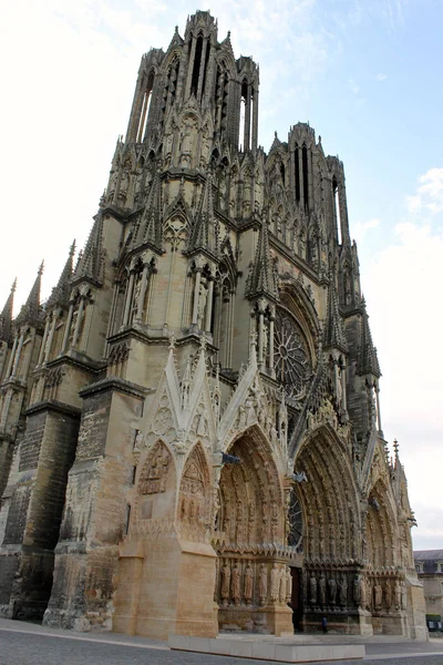 Reims Francja Katedra Matki Bożej Katedra Notre Dame Najważniejszych Wysokim — Zdjęcie stockowe