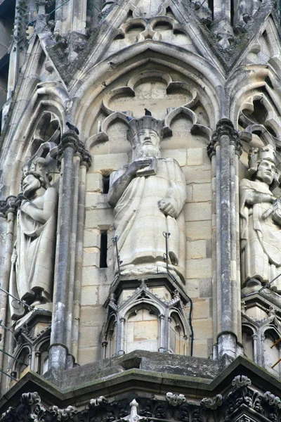 Reims Francia Detalles Catedral Nuestra Señora Cathedrale Notre Dame Importante —  Fotos de Stock