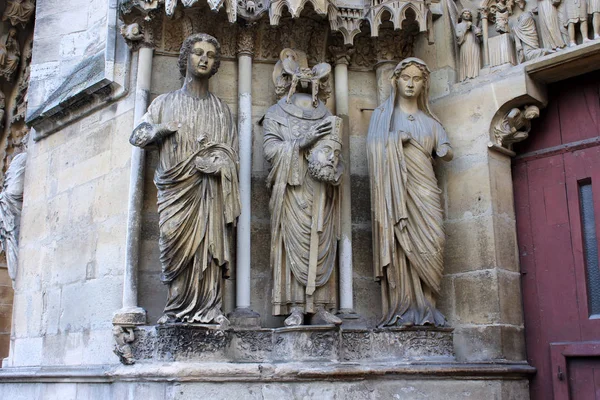 Remeš Francie Podrobnosti Katedrále Panny Marie Cathedrale Notre Dame Významné — Stock fotografie