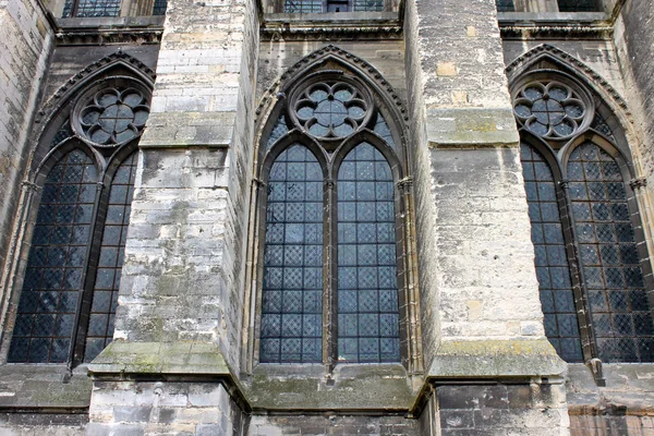 Reims Frankrike Detaljer För Den Cathedral Our Lady Cathedrale Notre — Stockfoto