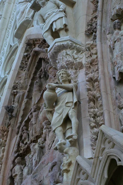 Reims Francia Detalles Catedral Nuestra Señora Cathedrale Notre Dame Importante — Foto de Stock