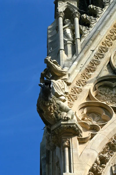 Reims França Detalhes Catedral Nossa Senhora Cathedrale Notre Dame Importante — Fotografia de Stock