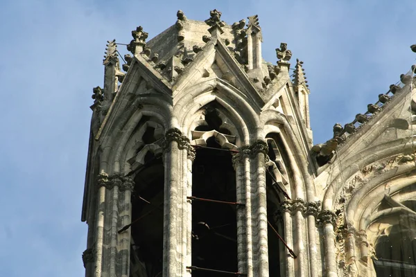 Reims França Detalhes Catedral Nossa Senhora Cathedrale Notre Dame Importante — Fotografia de Stock