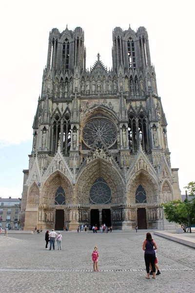 Reims Francia Catedral Nuestra Señora Cathedrale Notre Dame Importante Edificio —  Fotos de Stock