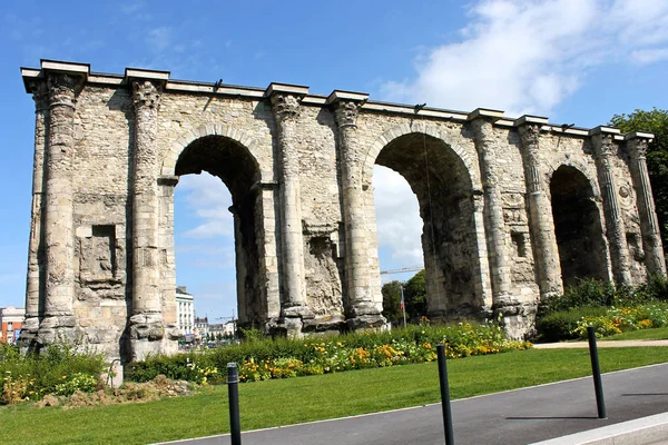 Reims France Porte Mars Ancient Roman Triumphal Arch Dates Third — Stock Photo, Image
