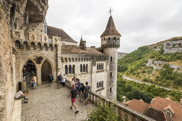 Rocamadour Francia Amplia Vista Angular Entrada Santuario Santísima Virgen María — Foto de Stock