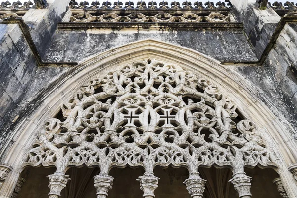 Batalha Portugal Janelas Esculpidas Góticas Flamboyant Manuelino Claustro Real Claustro — Fotografia de Stock