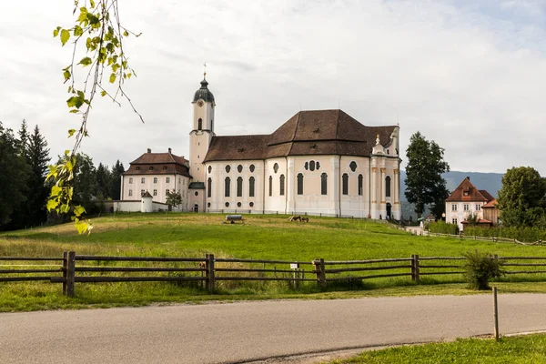 Wies Niemcy Kościół Pielgrzymkowy Wies Wieskirche Owalny Kościół Rokokowy Położony — Zdjęcie stockowe