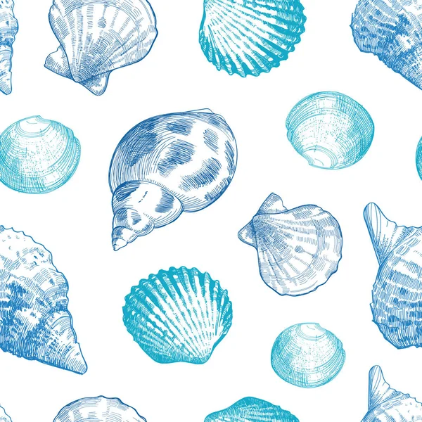 Muscheln Nahtlose Muster Für Ihr Ocean Life Design Elegante Muscheln — Stockvektor