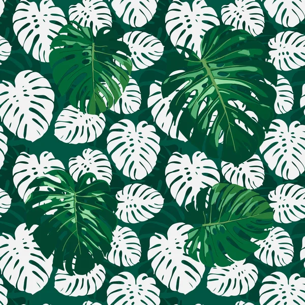 Monstera Sem Costura Palmeira Folhas Padrão Para Seu Fundo Verão — Vetor de Stock