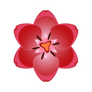 Beyaz arka plan üzerinde izole güzel havai kırmızı lale çiçek çiçek. Renkli çiçek doğa vektör çizim