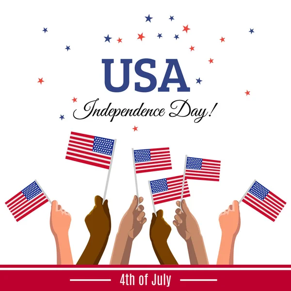 Usa 4Th July Independence Day Placard Banner Greeting Card Vector — Stock Vector