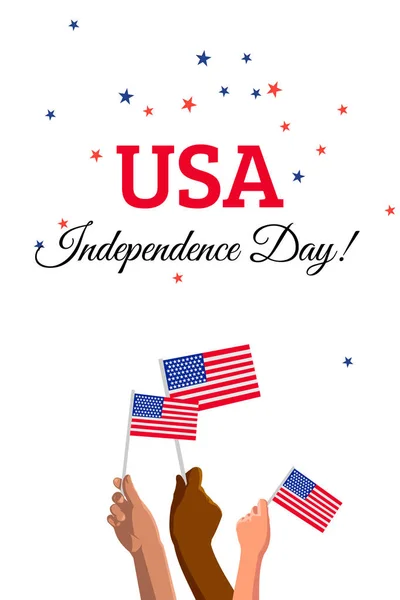 Usa 4Th July Independence Day Placard Banner Greeting Card Vector — Stock Vector