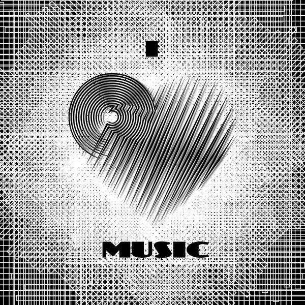Jag Älskar Musik Abstrakt Affisch Svartvita Etikett Smutsiga Grunge Halvton — Stock vektor