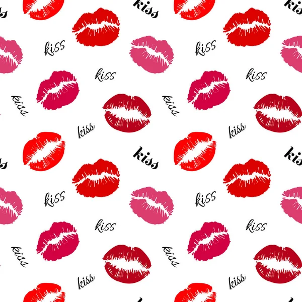 Κόκκινο Και Ροζ Χείλη Σημάδια Απομονώνονται Μοντέρνα Χωρίς Ραφή Πρότυπο — Διανυσματικό Αρχείο