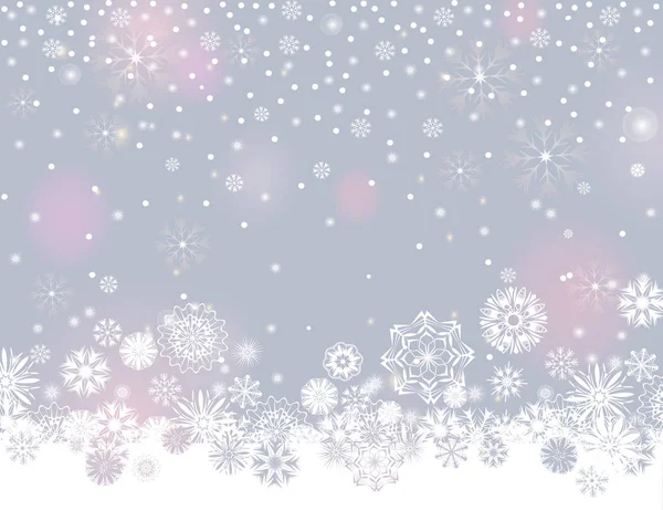 Vallende Sneeuw Grens Een Licht Zilver Grijze Achtergrond Abstracte Winter — Stockvector